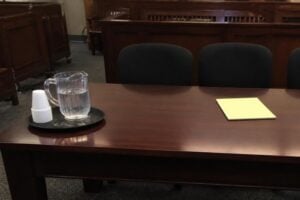 Courtroom counsel table