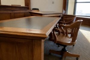 Plea bargain courtroom tables